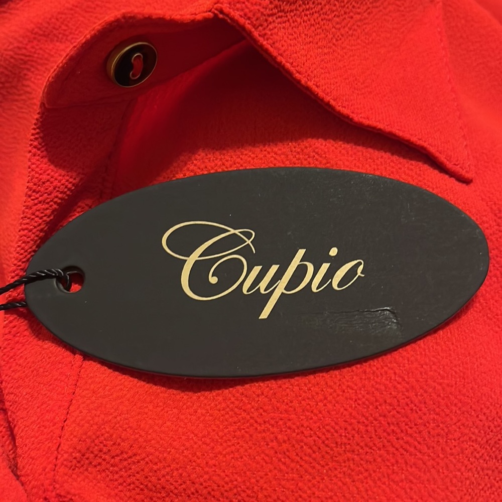 Cupio Red Button-Front Long Sleeve Tunic Blouse - Picture 8 of 11